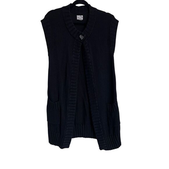 Chico's Sweater Womens Size 1 Medium One Button Knit Tunic Vest Sleeveless - Picture 1 of 7